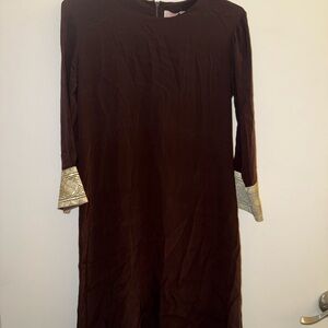 AKA New York Chocolate Dress with Gold Details